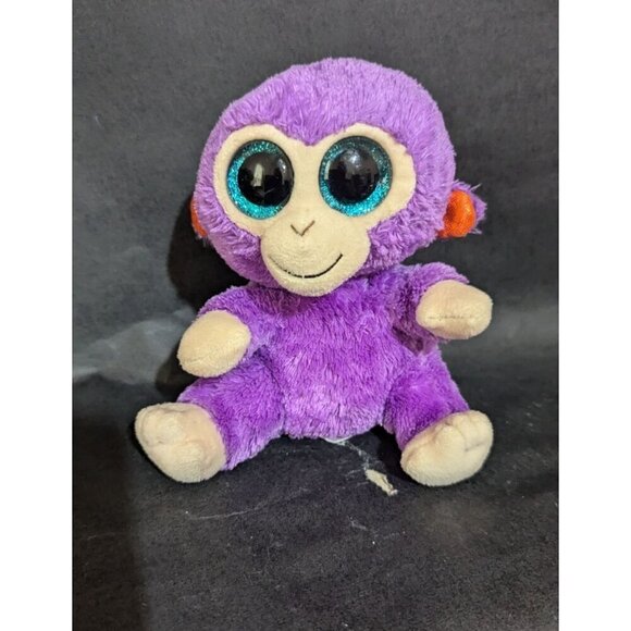 Ty Beanie Boos 6" Grapes the Purple Monkey Glitter Eyes 2014 - Picture 1 of 6